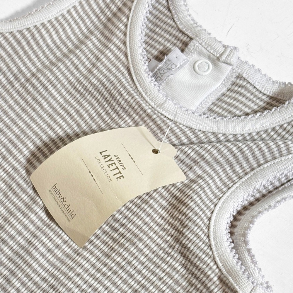Restoration Hardware Baby &‎ Child NEW Stripe Layette Romper 6-12M Neutral